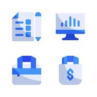 Business Management icons set. Contract, monitor, briefcase, shopping bag. Perfect for website mobile app, app icons, presentation, illustration and any other projects vector