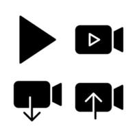 User Interface icons set. Play, videography, video download, video upload. Perfect for website mobile app, app icons, presentation, illustration and any other projects vector