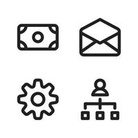 Business Management icons set. Money, open email, gear, hierarchy. Perfect for website mobile app, app icons, presentation, illustration and any other projects vector