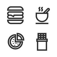 Food Drink icons set. burger, soup, pizza, chocolate. Perfect for website mobile app, app icons, presentation, illustration and any other projects vector