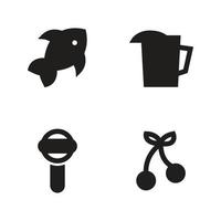 Food Drink icons set. fish, kettle, lollipop, cherry . Perfect for website mobile app, app icons, presentation, illustration and any other projects vector