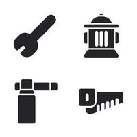 Labor Day icons set. wrench, firefighter, blowtorch, saw. Perfect for website mobile app, app icons, presentation, illustration and any other projects vector