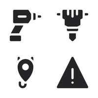 Labor Day icons set. drill, jack, crane, warning. Perfect for website mobile app, app icons, presentation, illustration and any other projects vector