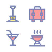 Summer Holiday icons set. shovel, briefcase, cocktail, barbeque . Perfect for website mobile app, app icons, presentation, illustration and any other projects vector