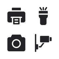 Electronics Device icons set. printer, flas light, camera, cctv. Perfect for website mobile app, app icons, presentation, illustration and any other projects vector