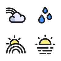 clima íconos colocar. arcoíris, soltar agua, sol, soleado. Perfecto para sitio web móvil aplicación, aplicación iconos, presentación, ilustración y ninguna otro proyectos vector