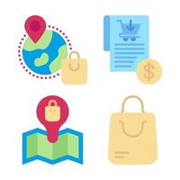 Ecommerce icons set. worldwide, invoice, store map, shopping bag. Perfect for website mobile app, app icons, presentation, illustration and any other projects vector