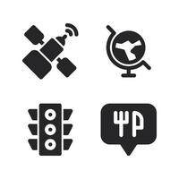 Maps Navigation icons set. Satellite, globe, traffic light, spoon fork. Perfect for website mobile app, app icons, presentation, illustration and any other projects vector