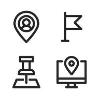 Maps Navigation icons set. Pin user, flag, point map, monitor. Perfect for website mobile app, app icons, presentation, illustration and any other projects vector