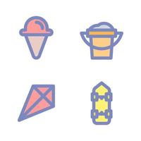 Summer Holiday icons set. ice cream, bucket, skateboard . Perfect for website mobile app, app icons, presentation, illustration and any other projects vector