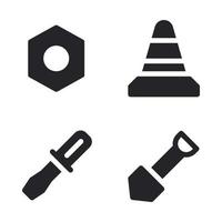 Labor Day icons set. screw, cone, screw tools, spade. Perfect for website mobile app, app icons, presentation, illustration and any other projects vector