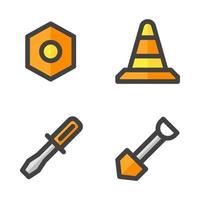 Labor Day icons set. screw, cone, screw tools, spade. Perfect for website mobile app, app icons, presentation, illustration and any other projects vector
