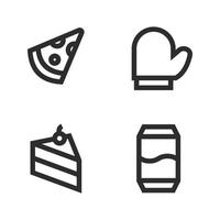 Food Drink icons set. slice pizza, gloves, cake, drink soda. Perfect for website mobile app, app icons, presentation, illustration and any other projects vector