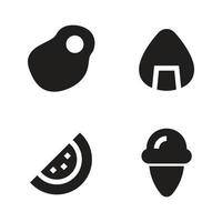 comida bebida íconos colocar. carne, onigiri, sandía, hielo crema. Perfecto para sitio web móvil aplicación, aplicación iconos, presentación, ilustración y ninguna otro proyectos vector