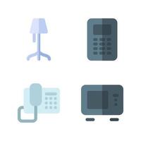 electrónica dispositivo íconos colocar. lámpara, calculadora, teléfono, horno. Perfecto para sitio web móvil aplicación, aplicación iconos, presentación, ilustración y ninguna otro proyectos vector