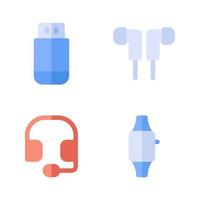 Electronics Device icons set. usb, headset, headphone, smartwatch. Perfect for website mobile app, app icons, presentation, illustration and any other projects vector