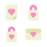 Romance icons set. letter, locked, unlock, envelope. Perfect for website mobile app, app icons, presentation, illustration and any other projects vector