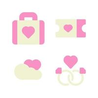 Romance icons set. briefcase, ticket, cloud, ring. Perfect for website mobile app, app icons, presentation, illustration and any other projects vector