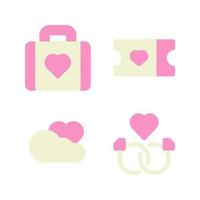 Romance icons set. briefcase, ticket, cloud, ring. Perfect for website mobile app, app icons, presentation, illustration and any other projects vector