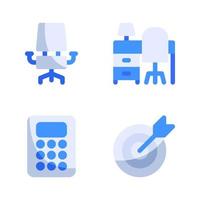 Business Management icons set. Fffice chair, desk, calculator, goal target. Perfect for website mobile app, app icons, presentation, illustration and any other projects vector