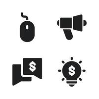 Business Management icons set. Mouse, megaphone, conversation, lamp. Perfect for website mobile app, app icons, presentation, illustration and any other projects vector