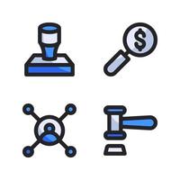 Business Management icons set. Stamp, search, network, auction. Perfect for website mobile app, app icons, presentation, illustration and any other projects vector