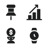 Business Management icons set. Pin marker, graph, profit, wristwatch. Perfect for website mobile app, app icons, presentation, illustration and any other projects vector