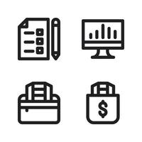 Business Management icons set. Contract, monitor, briefcase, shopping bag. Perfect for website mobile app, app icons, presentation, illustration and any other projects vector