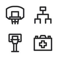 baloncesto íconos colocar. anillo, estructura, aros, médico caja. Perfecto para sitio web móvil aplicación, aplicación iconos, presentación, ilustración y ninguna otro proyectos vector