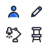 Back To School icons set. User, pencil, lamp, chair. Perfect for website mobile app, app icons, presentation, illustration and any other projects vector