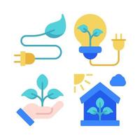 ecología íconos colocar. eco energía, lámpara, naturaleza, verde casa. Perfecto para sitio web móvil aplicación, aplicación iconos, presentación, ilustración y ninguna otro proyectos vector