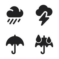 clima íconos colocar. lluvioso, trueno, paraguas, lluvia. Perfecto para sitio web móvil aplicación, aplicación iconos, presentación, ilustración y ninguna otro proyectos vector