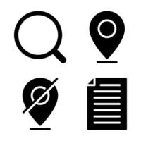 User Interface icons set. Search, pin, pin disabled, document. Perfect for website mobile app, app icons, presentation, illustration and any other projects vector