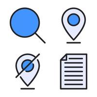 User Interface icons set. Search, pin, pin disabled, document. Perfect for website mobile app, app icons, presentation, illustration and any other projects vector