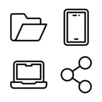 User Interface icons set. Open folder, smartphone, laptop, share. Perfect for website mobile app, app icons, presentation, illustration and any other projects vector