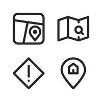 Maps Navigation icons set. Map, search map, warning, pin home. Perfect for website mobile app, app icons, presentation, illustration and any other projects vector