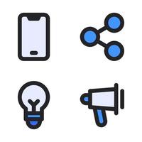 Business Management. Smartphone, share, lamp, megaphone. Perfect for website mobile app, app icons, presentation, illustration and any other projects Free Vector