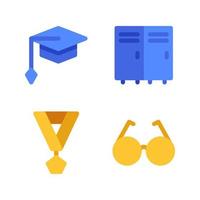 Education icons set. Graduation hat, locker room, medal, eyeglasses. Perfect for website mobile app, app icons, presentation, illustration and any other projects vector