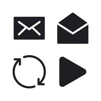 User Interface icons set. Email, envelope, refresh, play. Perfect for website mobile app, app icons, presentation, illustration and any other projects vector