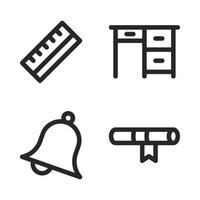 Education icons set. Ruler, desk, bell, certificate. Perfect for website mobile app, app icons, presentation, illustration and any other projects vector