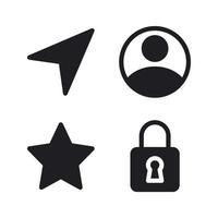User Interface icons set. Share, user, star, locked. Perfect for website mobile app, app icons, presentation, illustration and any other projects vector