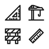 Labor Day icons set. ruler measurement, crane, barrier, ruler. Perfect for website mobile app, app icons, presentation, illustration and any other projects vector