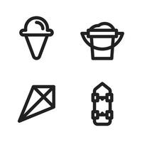 Summer Holiday icons set. ice cream, bucket, skateboard . Perfect for website mobile app, app icons, presentation, illustration and any other projects vector