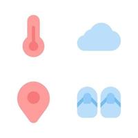 Summer Holiday icons set. thermometer, cloud, pin, slippers . Perfect for website mobile app, app icons, presentation, illustration and any other projects vector