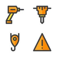 Labor Day icons set. drill, jack, crane, warning. Perfect for website mobile app, app icons, presentation, illustration and any other projects vector