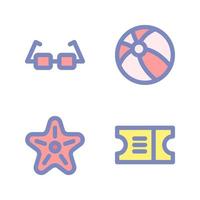 verano fiesta íconos colocar. Gafas de sol, playa pelota, estrella de mar, boleto. Perfecto para sitio web móvil aplicación, aplicación iconos, presentación, ilustración y ninguna otro proyectos vector