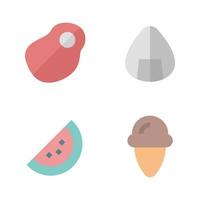 comida bebida íconos colocar. carne, onigiri, sandía, hielo crema. Perfecto para sitio web móvil aplicación, aplicación iconos, presentación, ilustración y ninguna otro proyectos vector