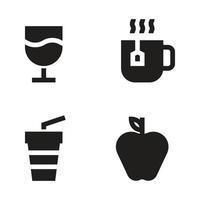 comida bebida íconos colocar. cóctel, té, soda, manzana fruta. Perfecto para sitio web móvil aplicación, aplicación iconos, presentación, ilustración y ninguna otro proyectos vector