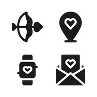 romance íconos colocar. flecha, alfiler, reloj inteligente, carta. Perfecto para sitio web móvil aplicación, aplicación iconos, presentación, ilustración y ninguna otro proyectos vector