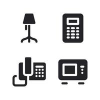 Electronics Device icons set. lamp, calculator, telephone, oven. Perfect for website mobile app, app icons, presentation, illustration and any other projects vector